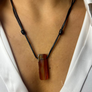 Necklace Leather Stick Stones