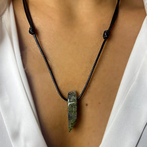 Necklace Leather Stick Stones